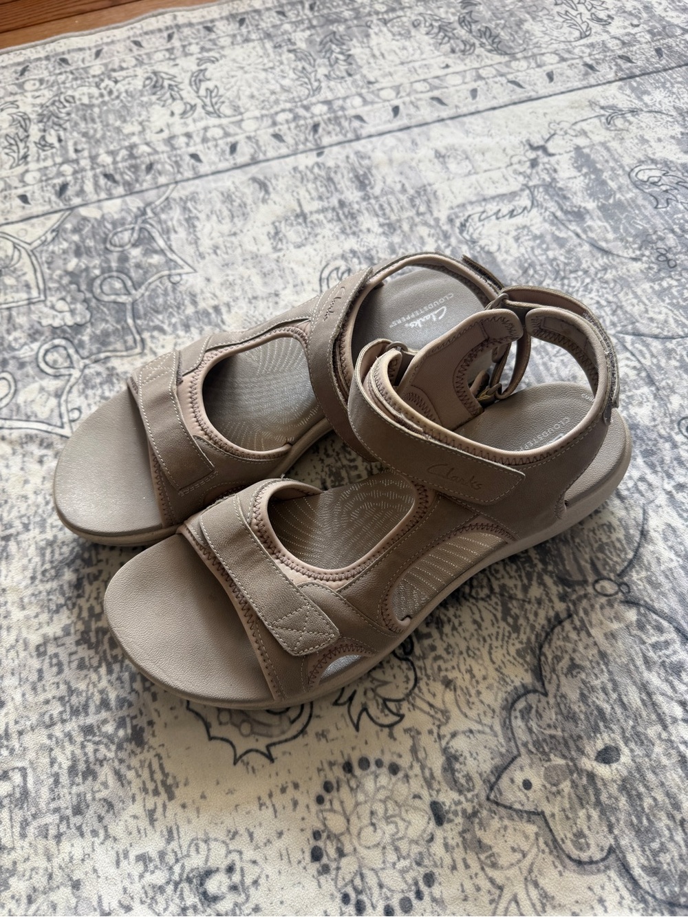 Clarks Women's Taupe Adjustable Strap Comfort Sandals